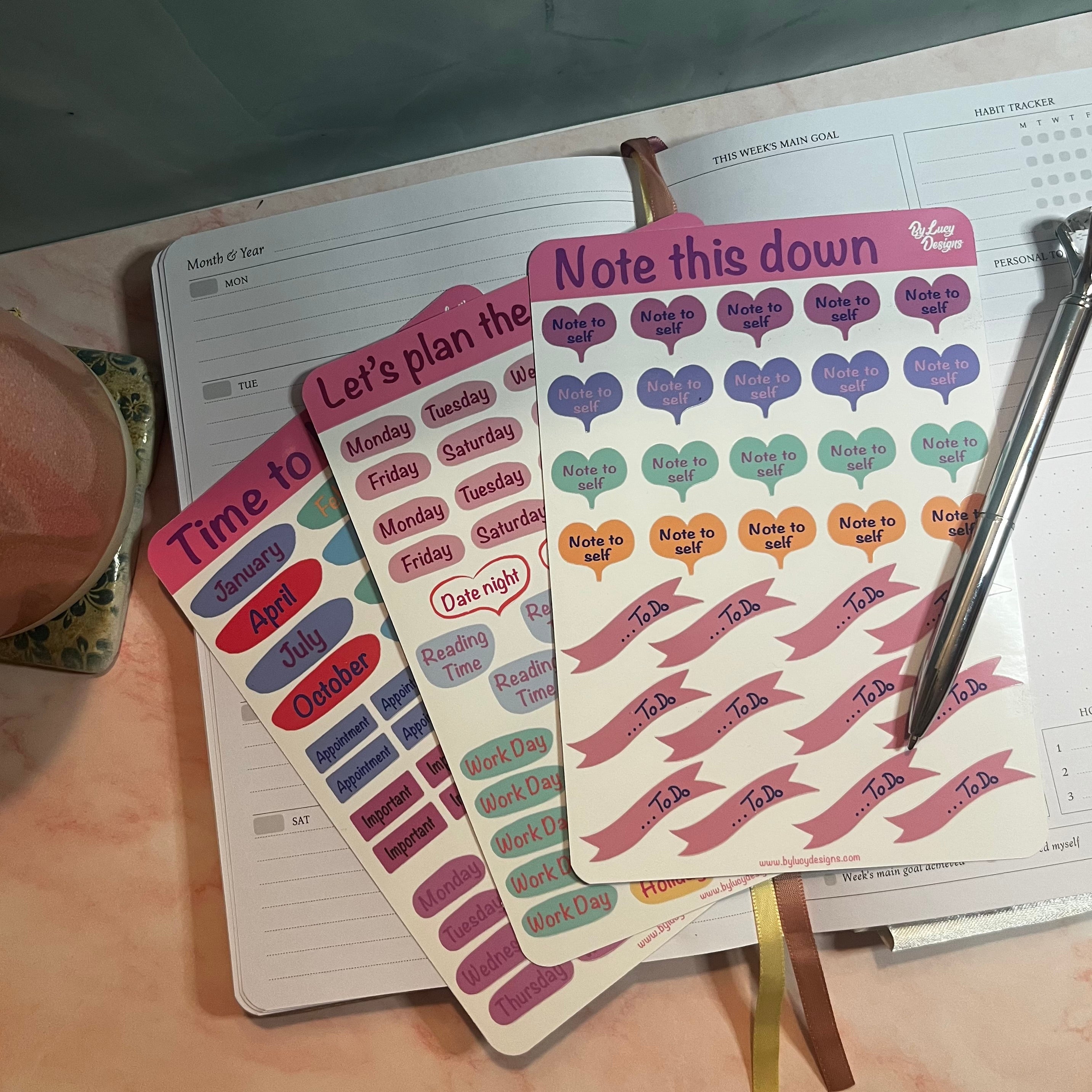 Bright and colourful planner stickers sheets