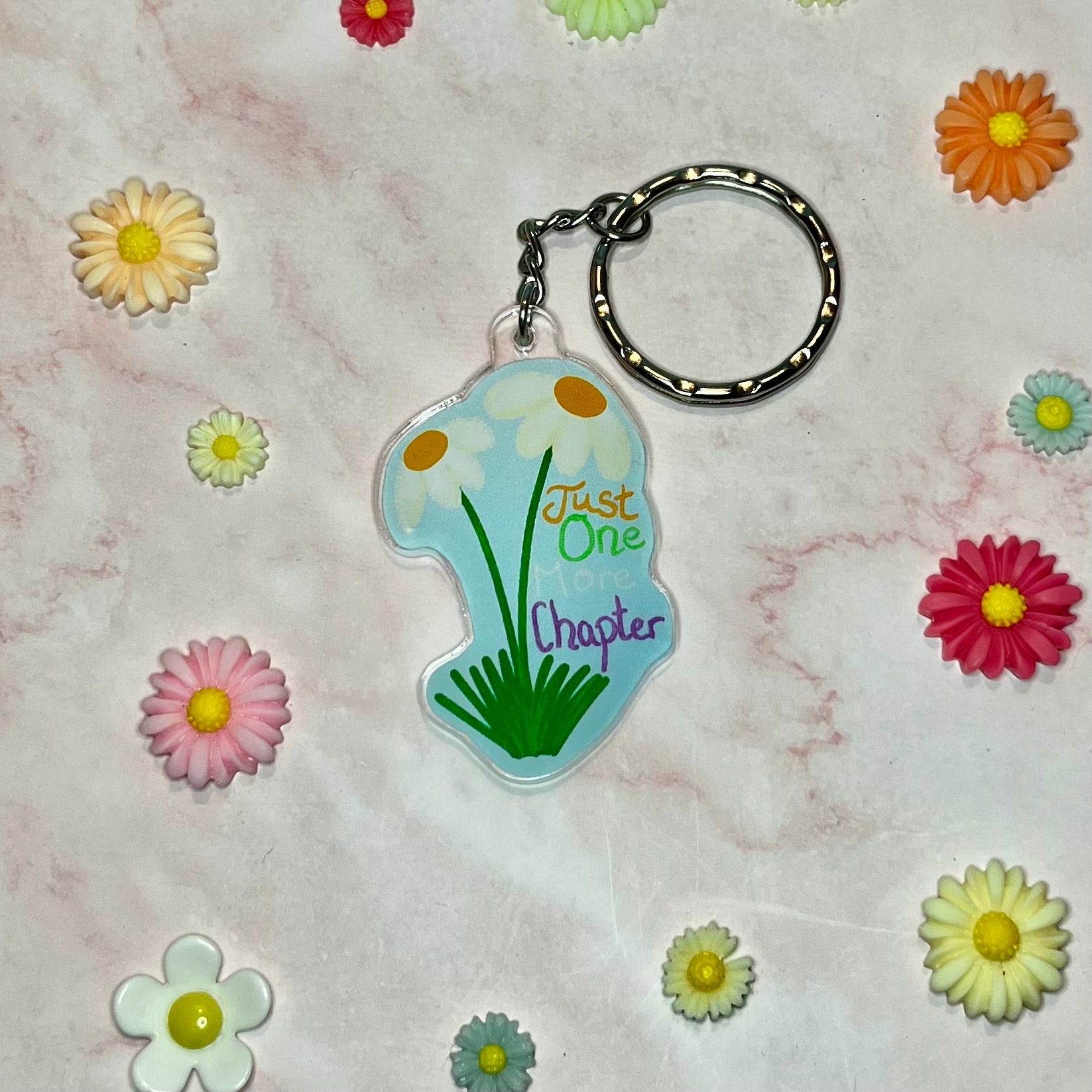 Just One More Chapter Daisy Acrylic keyring