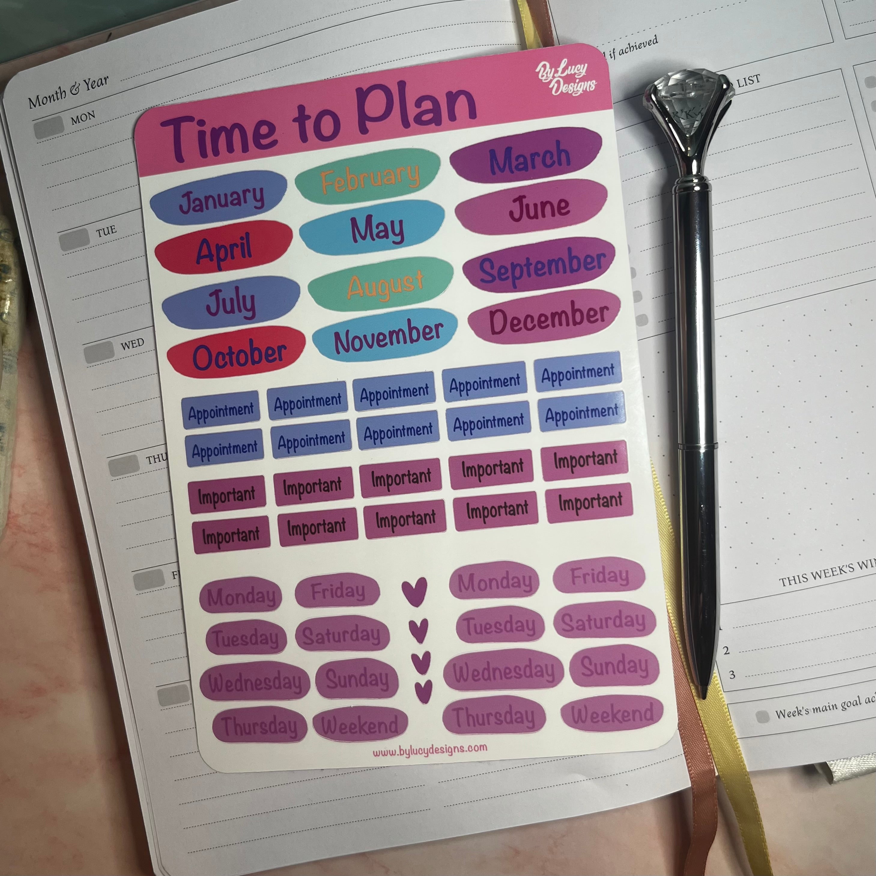 Bright and colourful planner stickers sheets