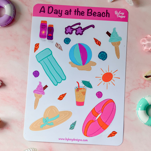 A Day at the Beach Sticker Sheet
