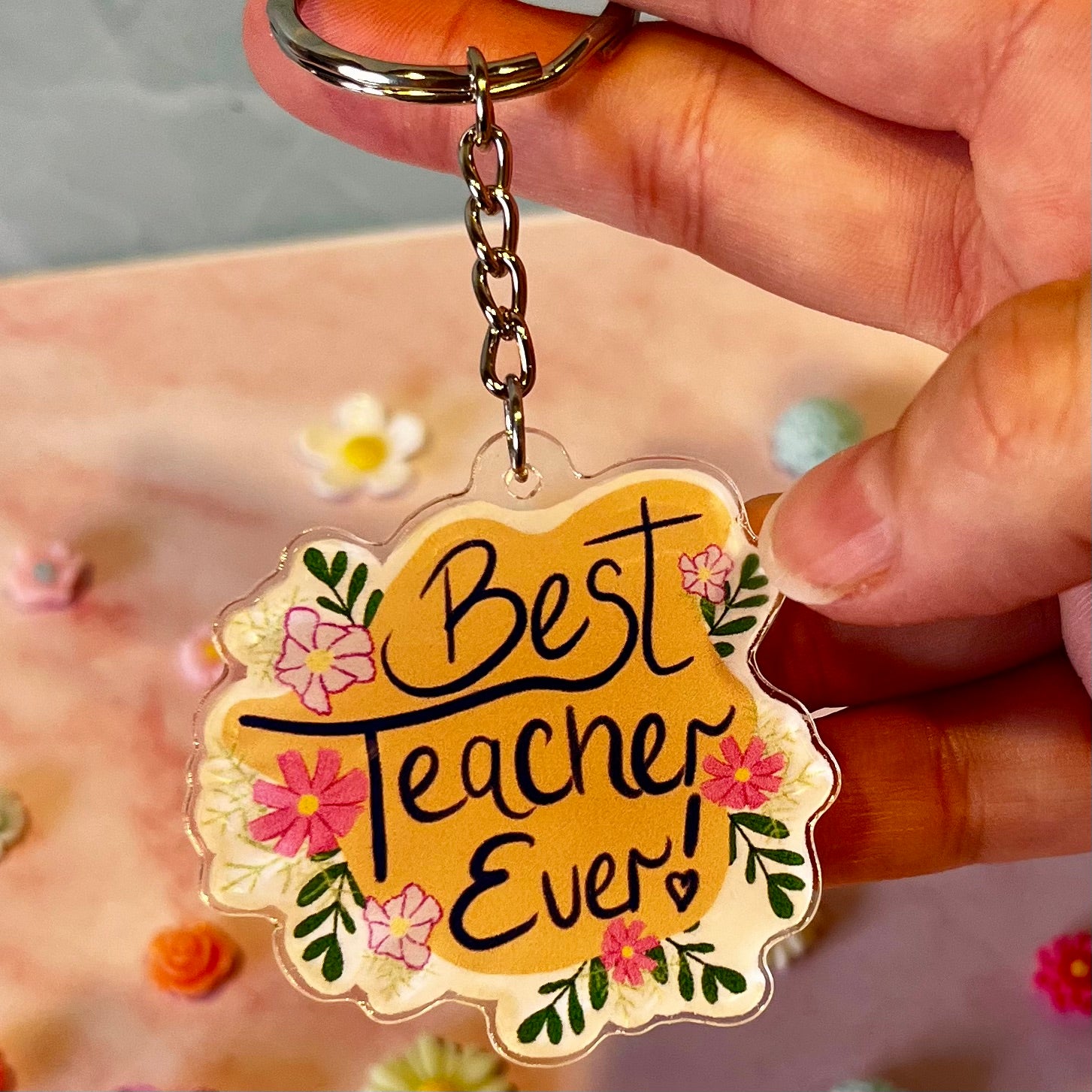 Best Teacher Ever Acrylic Keychain - Unique Teacher Gift